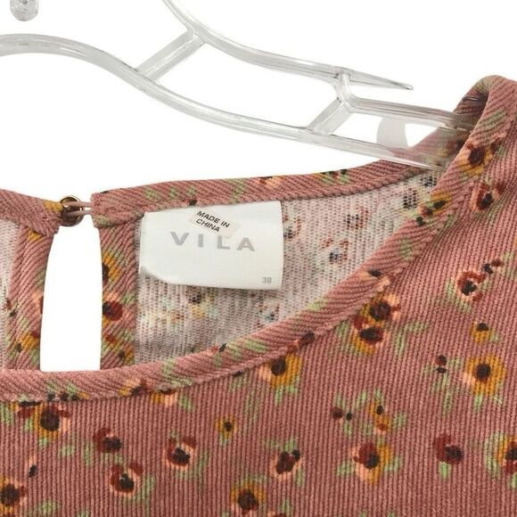 Vila Babydoll Cottage Style Corduroy Dress with Ditzy Floral Print size M (38) - Picture 3 of 3